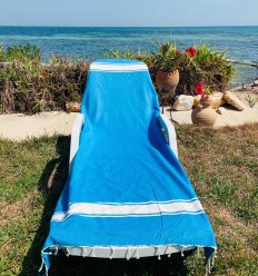 Fouta plate bleu azur foncé...