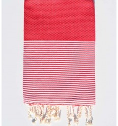 Fouta nid d'abeille framboise