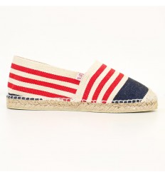 Navy, Ecru, and Red Espadrille