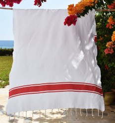 Fouta plate blanche bandes...